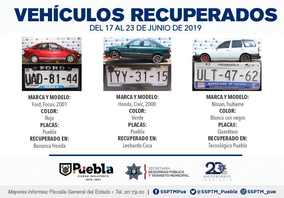 VEHÍCULOS RECUPETADOS 17 AL 23 DE JUNIO 1