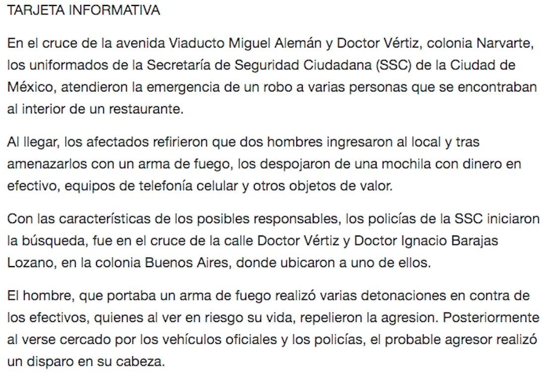 narvarte restaurante asalto sujeto suicidio cdmx