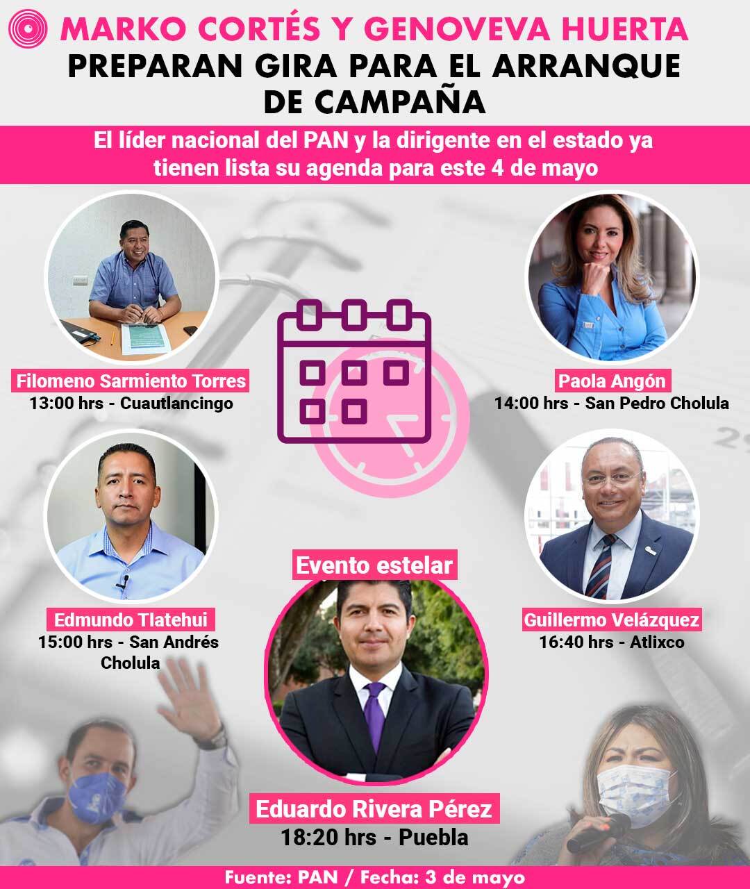 Marko Cortés y Genoveva Huerta preparan gira para el arranque de campaña de Lalo Rivera