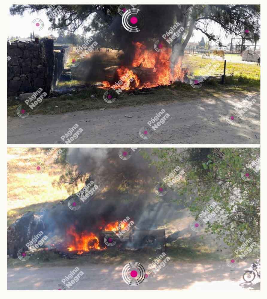 1 Camioneta blanca incendiada 041221
