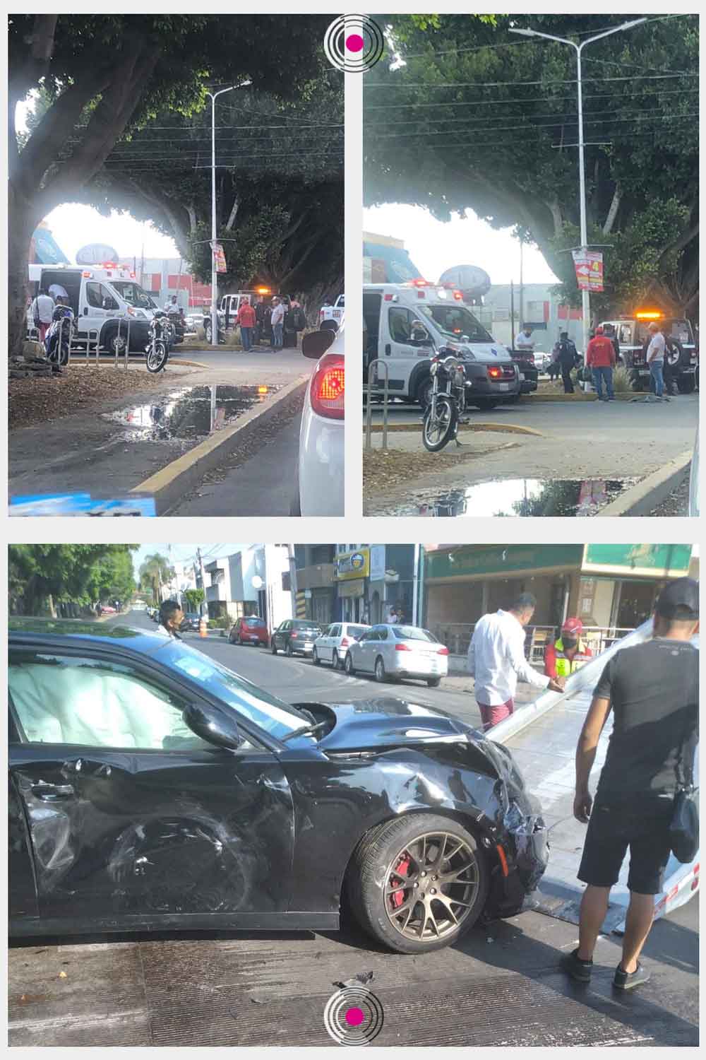 En el cruce con av Manuel Espinosa Yglesias se impactó con un Dodge Charger color negro