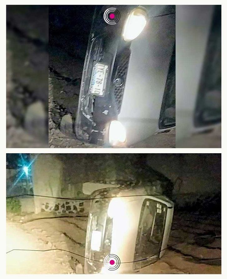 El auto Chevy terminó volcado en San Bernardino Tlaxcalancingo