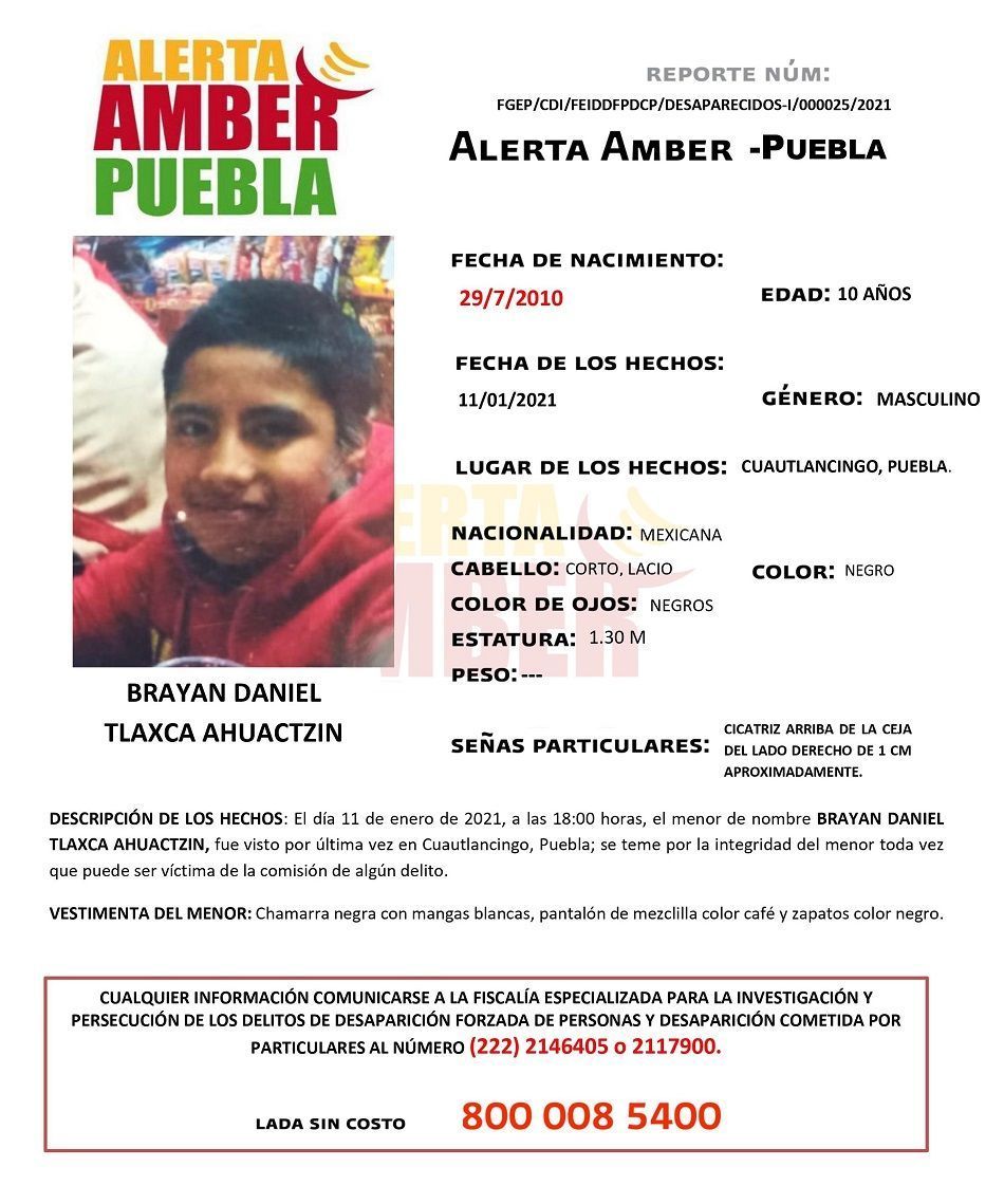 ALERTA AMBER BRAYAN DANIEL TLAXCA AHUACTZIN 1