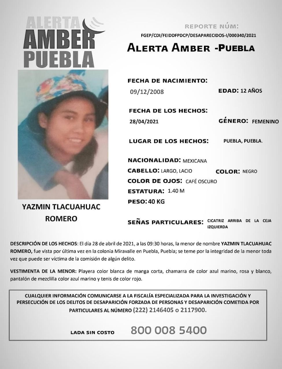 ALERTA AMBER YAZMIN