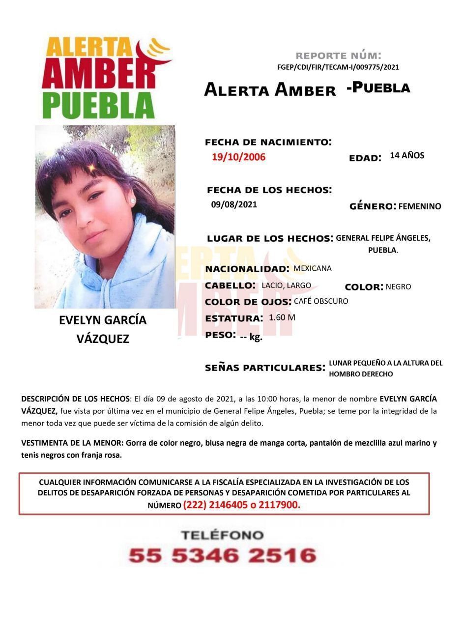 Alerta Amber Evelyn García Vázquez