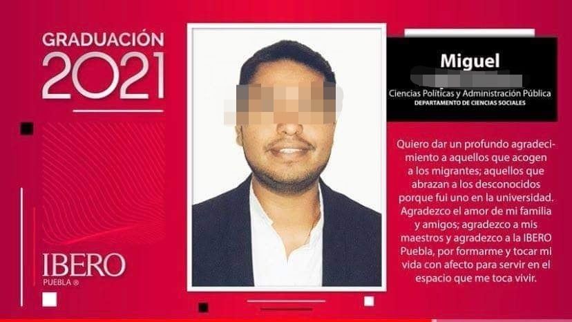Ficha de graduación de Miguel N. dada a conocer por la Ibero