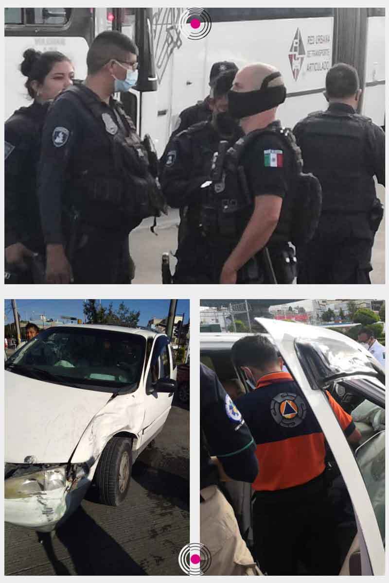 Camioneta y patrulla chocan en la china Poblana dejando tres lesionados