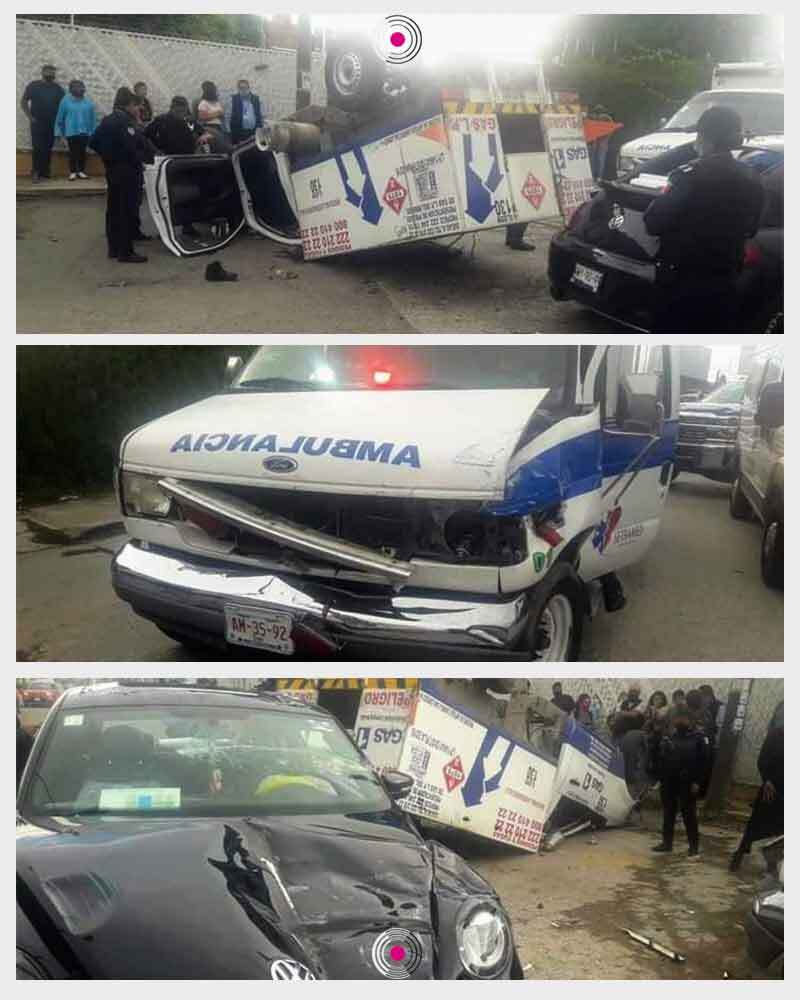 accidente autos gas ambulancia