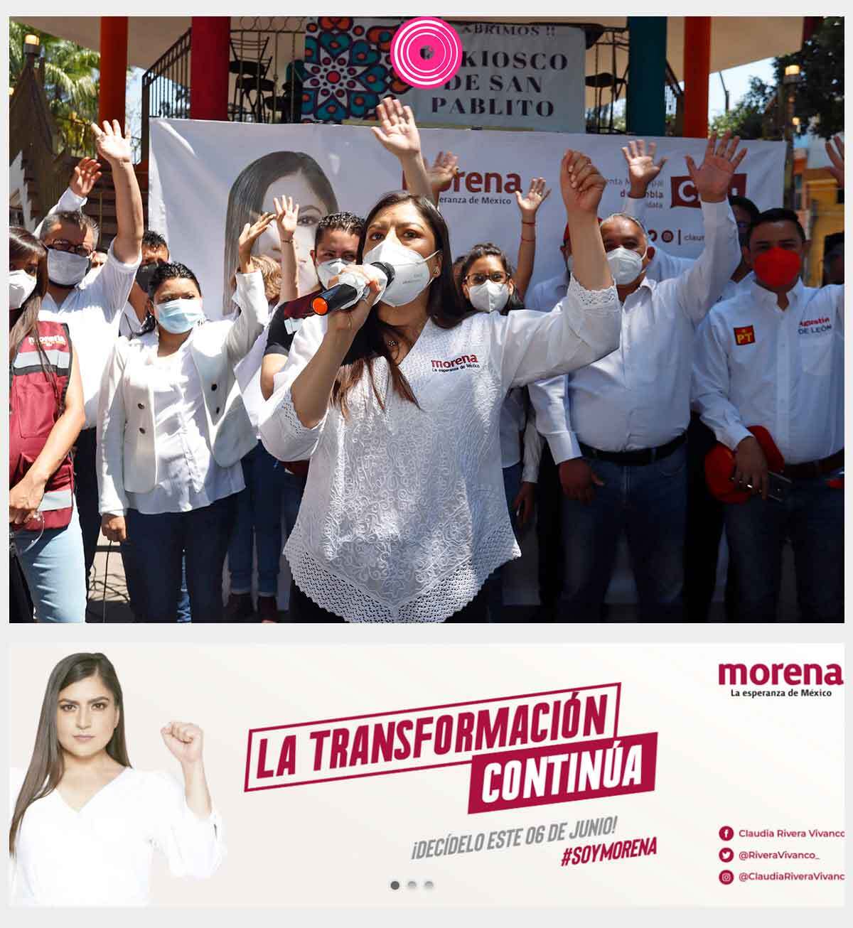 Claudia Rivera, candidata de Morena a la alcaldía de Puebla usa el esloga “La esperanza continúa”