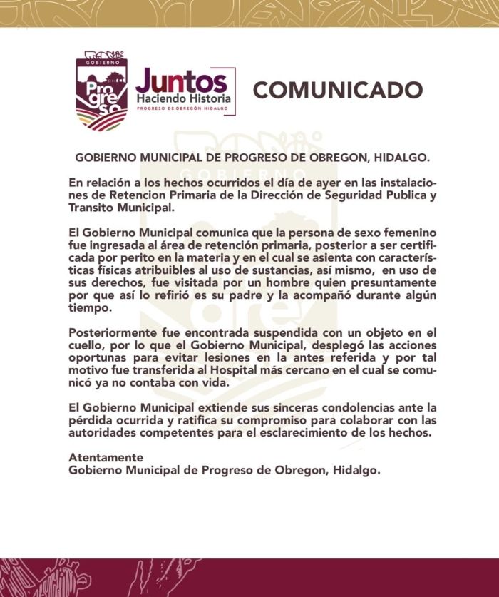 comunicado gobierno municipal hidalgo