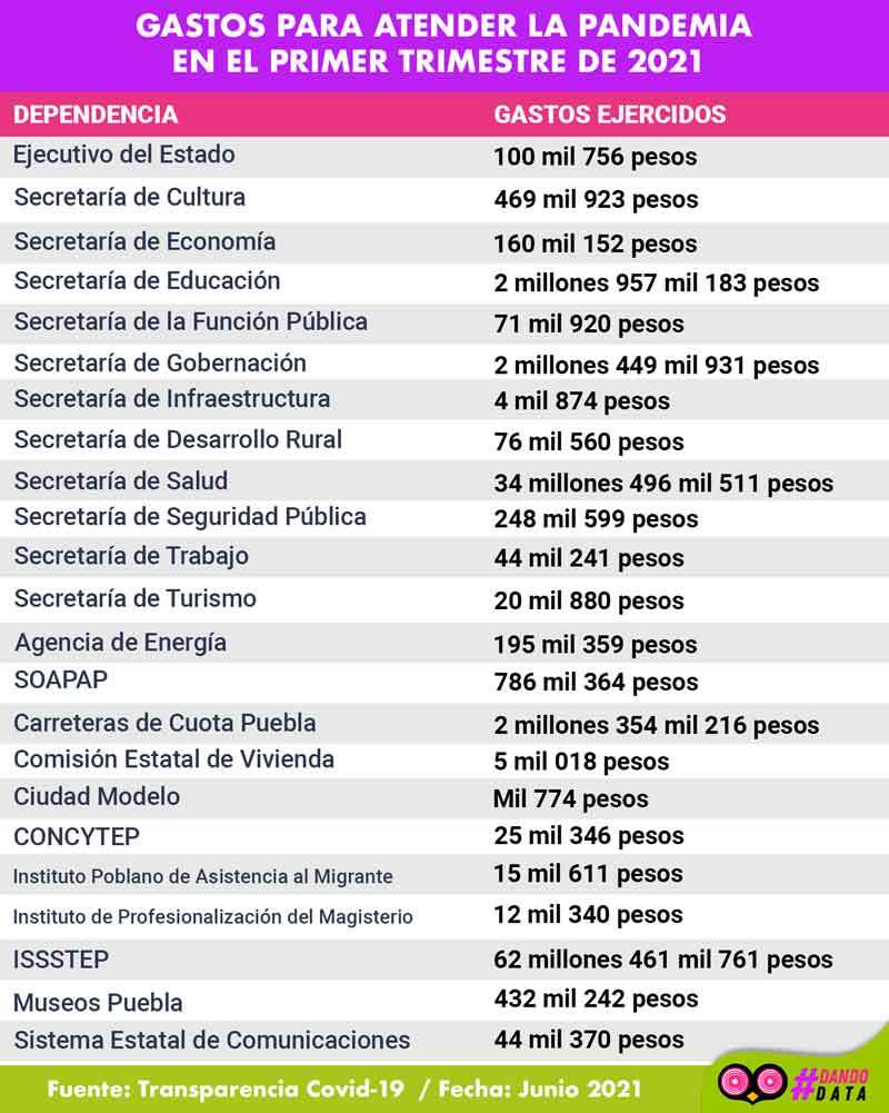 gastos para atender la pandemia por dependencia