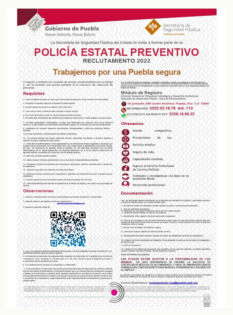 int policia estatal reclutamiento enero 2022