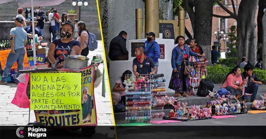 Los comerciantes informales se instalaron en el reci&eacute;n remodelado Z&oacute;calo de Puebla