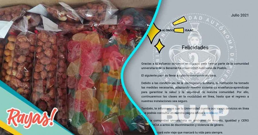 Alonso Issac, un joven de escasos recursos pide el apoyo de la comunidad para vender sus dulces y poder pagar la inscripción de ingreso a la BUAP