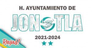 El logo de Jonotla incluye el escudo del Pumas e imágenes religiosas.