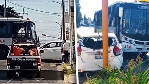 Unidad de RUTA choca con auto compacto&hellip; as&iacute; qued&oacute;