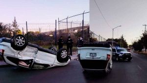 Tras chocar y volcar, abandonan una camioneta en bulevar Xonacatepec