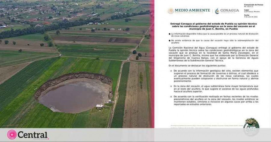 El hundimiento lo caus&oacute; un proceso natural de disoluci&oacute;n de rocas calc&aacute;reas.