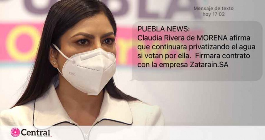 La candidata a la presidenta municipal de Puebla, Claudia Rivera, ha sido objeto una nueva campa&ntilde;a negra, mediante mensajes donde se le acusa de querer continuar con la privatizando el agua