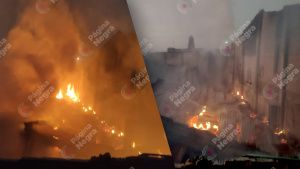 Un incendio consume parte de una bodega de madera en Chipilo, Puebla