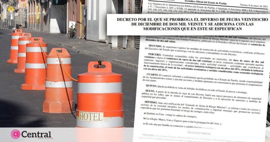 Este es el decreto que extiende hasta el 25 de enero la suspensión de las actividades no esenciales en Puebla