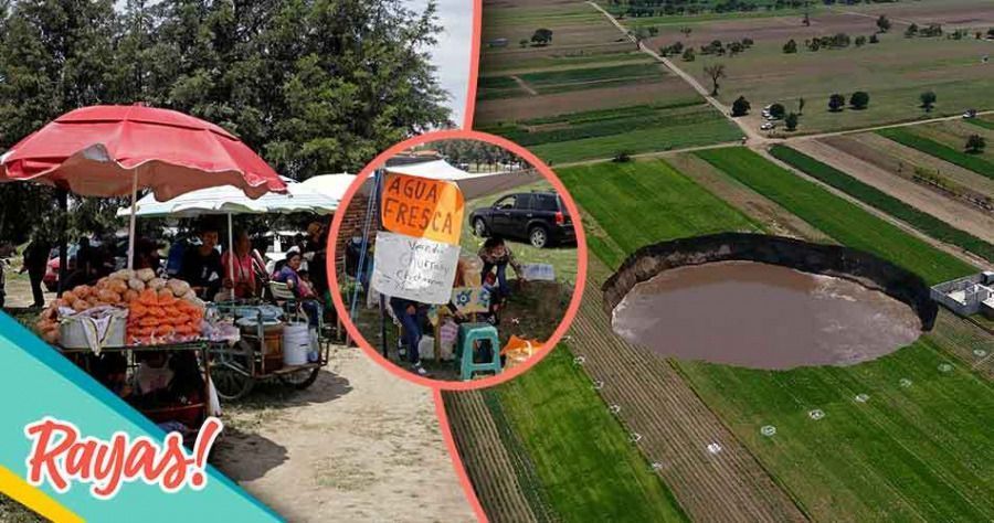 La econom&iacute;a de los vecinos de Santa Mar&iacute;a Zacatepec ha mejorado con la aparici&oacute;n del socav&oacute;n, pues comercializan varios productos para los curiosos que llegan