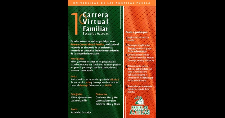 Vivan el reto de la Primera Carrera virtual familiar de Escuelas Aztecas