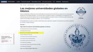 BUAP, la tercer mejor universidad de México según ranking internacional