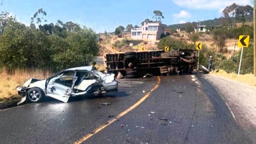 Dos heridos deja aparatoso accidente en la carretera Tlaxco-Chignahuapan