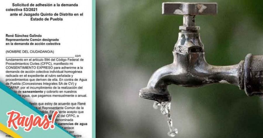  El ex candidato de Morena a la diputaci&oacute;n federal por el distrito 12 de Puebla capital, Ren&eacute; S&aacute;nchez Galindo inici&oacute; una demanda colectiva vs Agua de Puebla por incumplir con el saneamiento del vital l&iacute;quido y que ademas dicho servicio se cobra en el recibo.