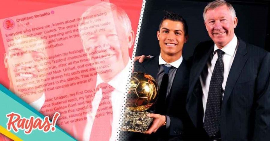El astro portugu&eacute;s, junto al ex director t&eacute;cnico del ManU.