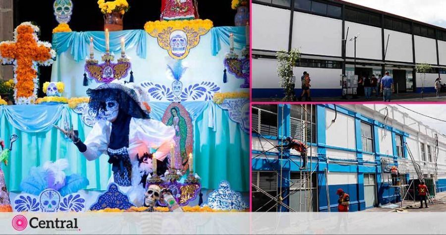 Desde la ofrenda hasta las oficinas de Atención Municipal, Lalo Rivera pinta a Puebla de azul panista