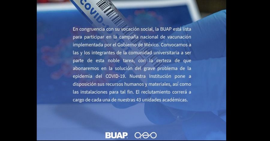 Esparza pone a la BUAP a disposición del gobierno para campaña de vacunación contra la covid