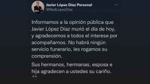 La red informa: no habrá servicio funerario para López Díaz