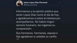 La red informa: no habr&aacute; servicio funerario para L&oacute;pez D&iacute;az