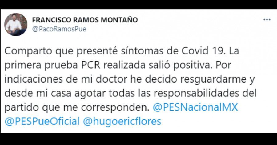 Francisco Ramos, dirigente estatal del PES, da positivo a coronavirus
