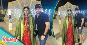 Traje regional de la virgen de Guadalupe.