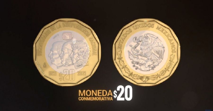 La moneda conmemorativa al Bicentenario de la Independencia de México.