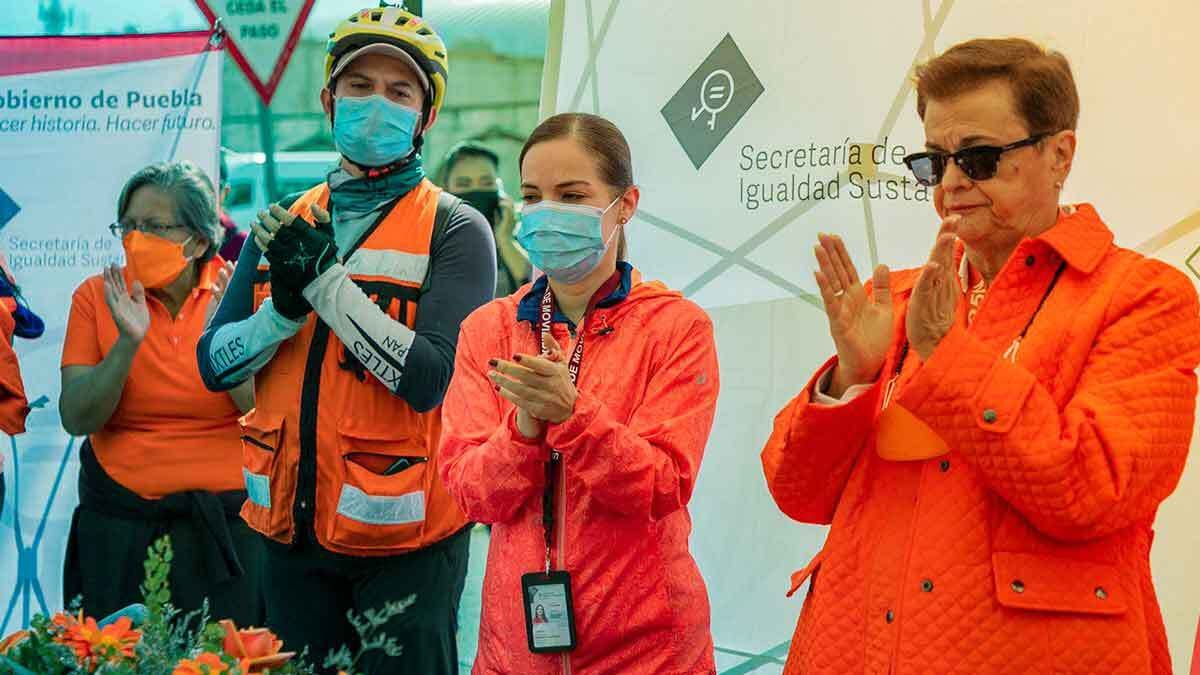 V&iacute;a Recreativa se ti&ntilde;e de naranja; conmemoran el D&iacute;a vs la violencia hacia la mujer