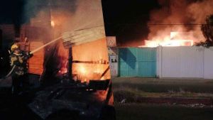 Bomberos sofocan un incendio en maderería de Arboledas de Loma Bella