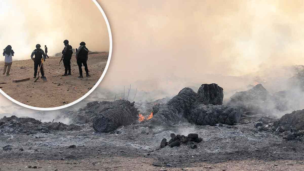 Se registra incendio en el basurero municipal de Piaxtla y tras 24 horas sigue ardiendo