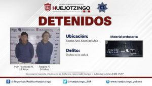 Detienen a pareja por el probable delito de da&ntilde;os a la salud en Puebla