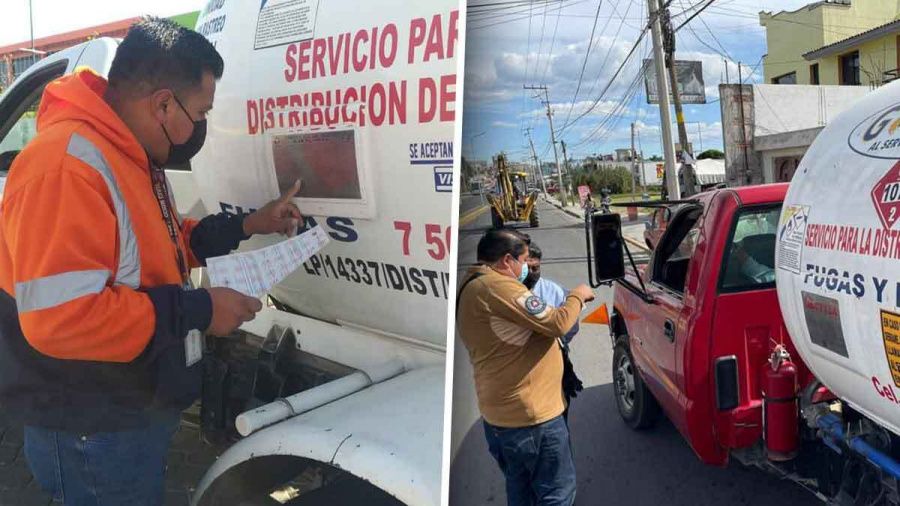 PC realiza operativos de revisión de pipas de gas en San Andrés Cholula
