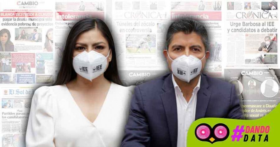 #DandoData hizo un monitoreo de las publicaciones de los medios de comunicaci&oacute;n de Puebla con m&aacute;s visitas seg&uacute;n el ranking de Alexa, durante las campa&ntilde;as a la Presidencia Municipal de Puebla y se encontr&oacute; que la candidata de Morena, Claudia Rivera Vivanco fue la m&aacute;s golpeada con 721 notas negativas, mientras que el panista Eduardo Rivera solo tuvo 61 negativas.
