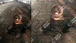 Motociclista cae en un bache en la Capu y termina lesionado