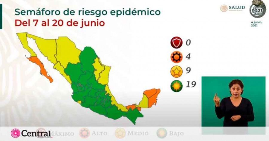 Son 19 estados en color verde en el Sem&aacute;foro Covid