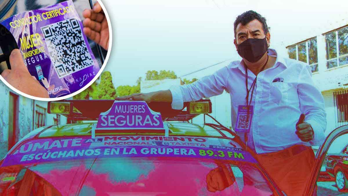 Taxistas de Puebla lanzan campaña “Mujer transpórtate segura”