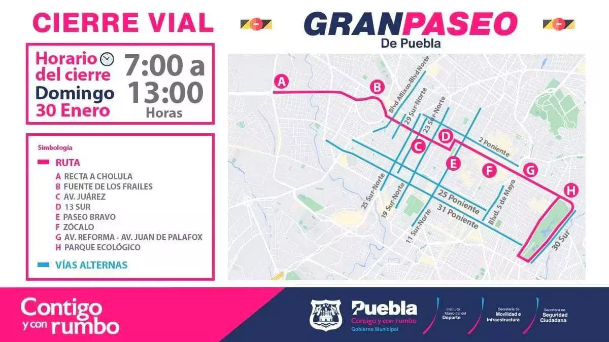 Cierres viales por Gran Paseo Puebla.