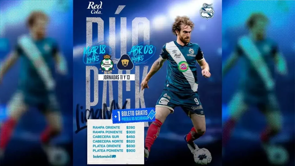 Checa los precios del DuoPack para el Puebla vs. Santos