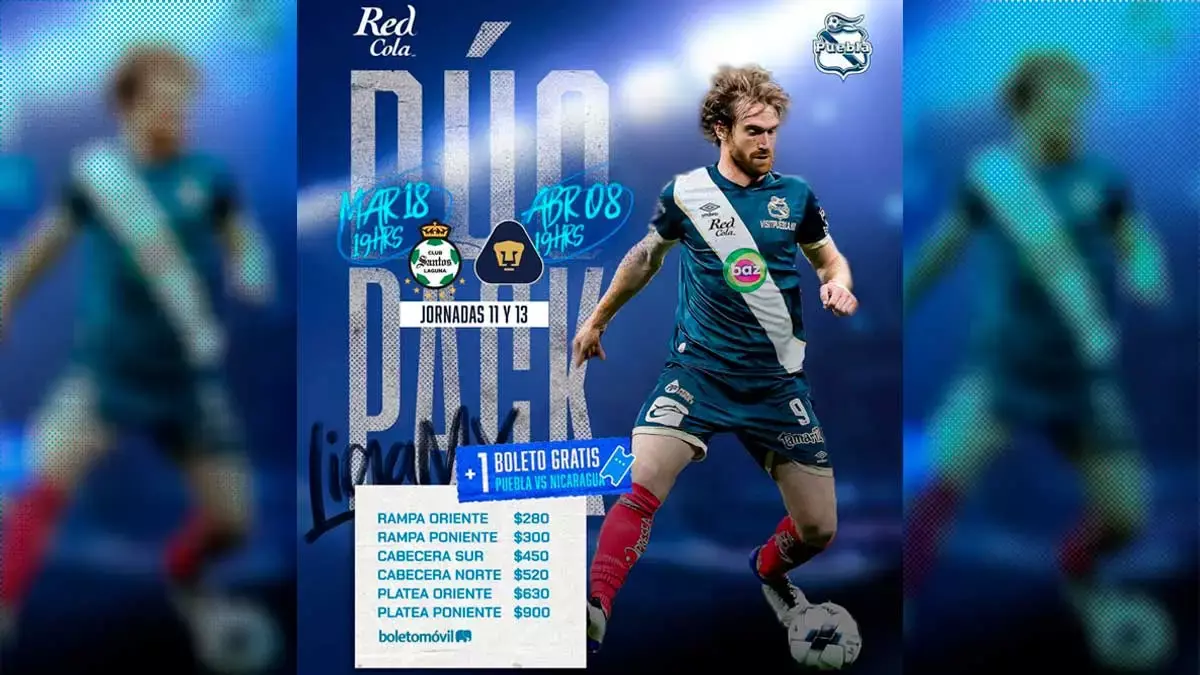 Checa los precios del DuoPack para el Puebla vs. Santos